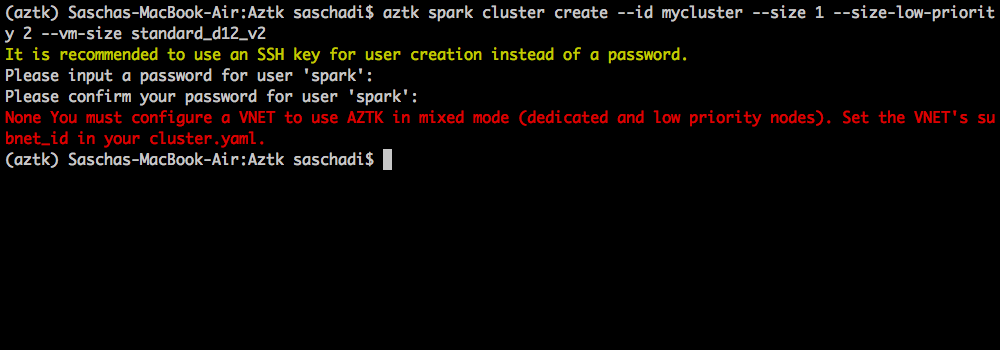Configuring an Azure VNET to use AZTK in mixed mode 
